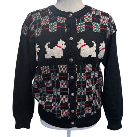 Vintage Deans of Scotland Wool Scottie Dog Sweater – Size M-Holiday Knit - Picture 2 of 6